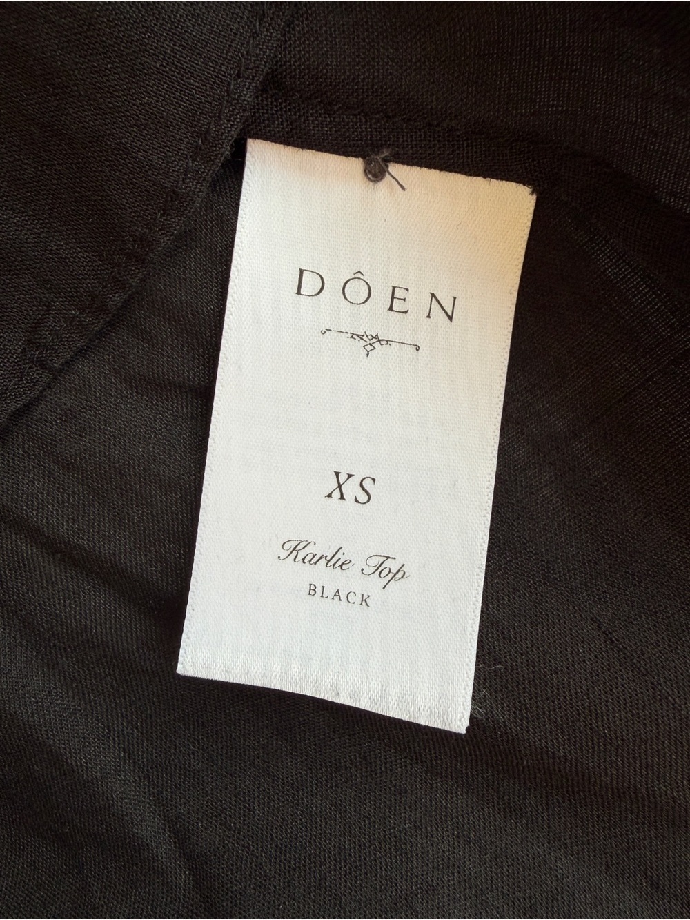 Doen Karlie Ramie Ruffle Pintuck Short Puff Sleeve Shoulder Blouse Top Black - Picture 8 of 11